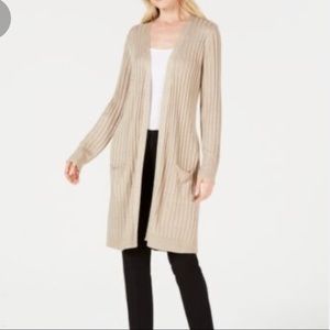 Ribbed Metallic duster Cardigan Gold